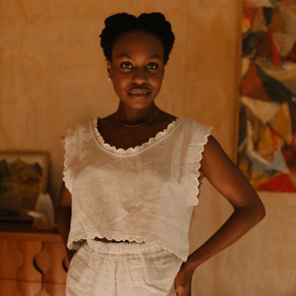 Dazed but amazed lace linen crop